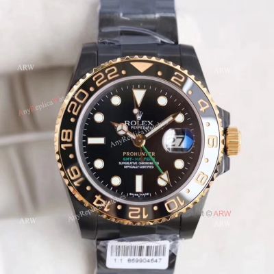 2018 Rolex GMT Master 2 PRO HUNTER Watch Black Case Gold Crown